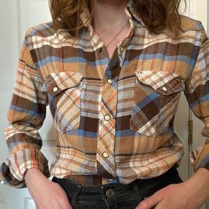 Woven cotton plaid western shirt